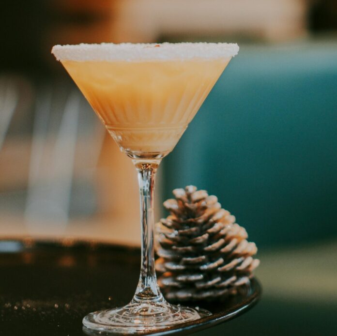 Yellow Cocktail with Sugar on Glass Rim