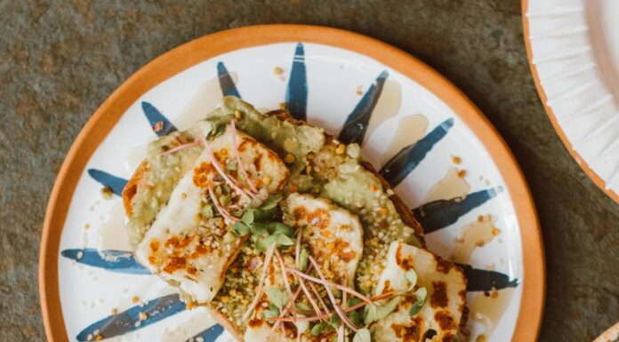 3 Meals and Snacks That You Can Add Grilling Cheese to Top View of a Sandwich With Grilled Haloumi Cheese